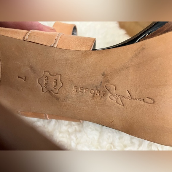 Report Signature Black Tan Platform Stilettos Leather Buckle Size 7 - Picture 7 of 12